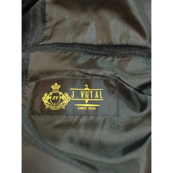 Vintage J Vital Black Velour Mens Long Overcoat 40R 33W Velvet Look Fully Lined - Picture 6 of 9